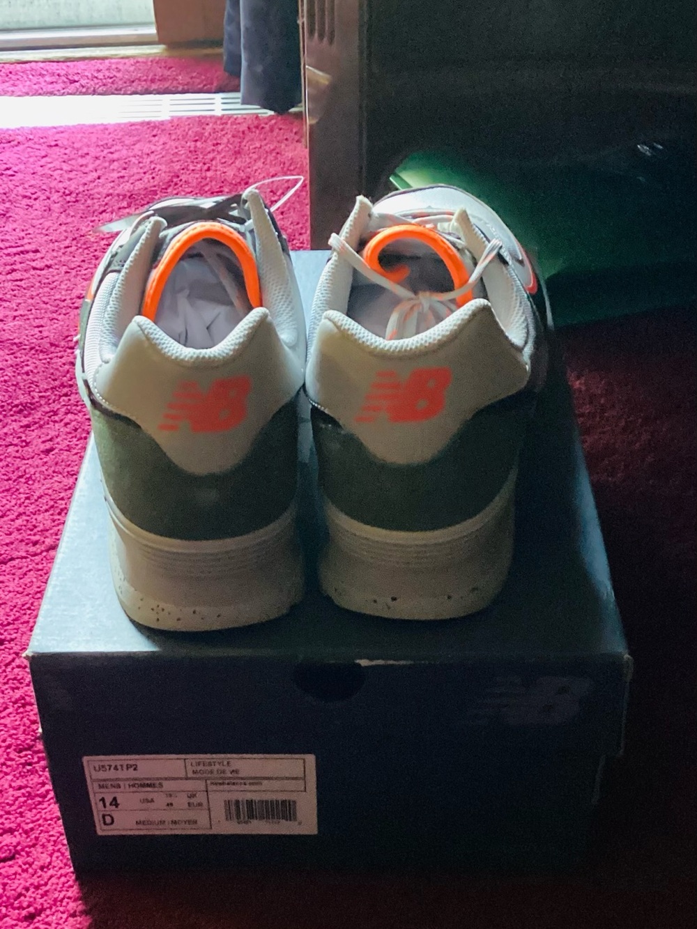 New Balance Men's Sneakers - White, Black & Orange Trim - Picture 2 of 3